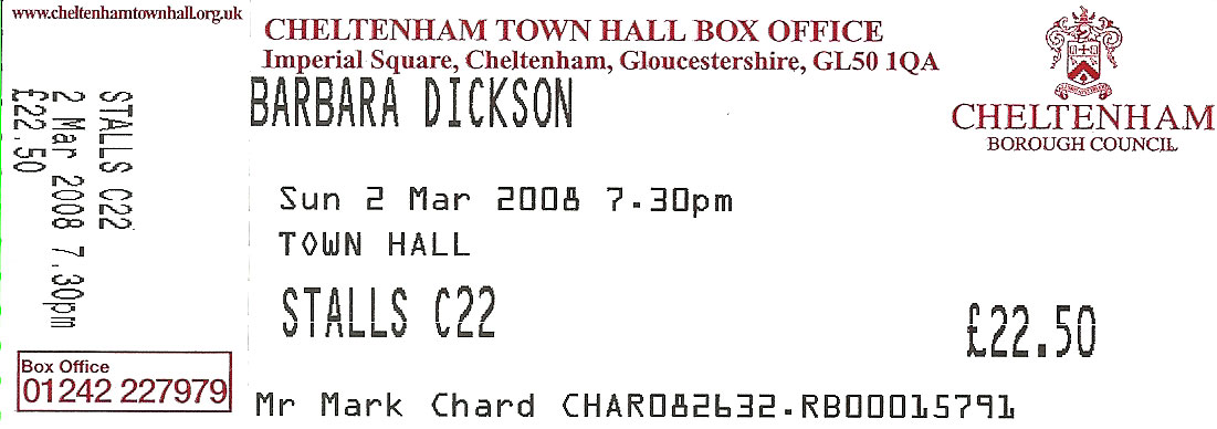 Barbara Dickson Ticket